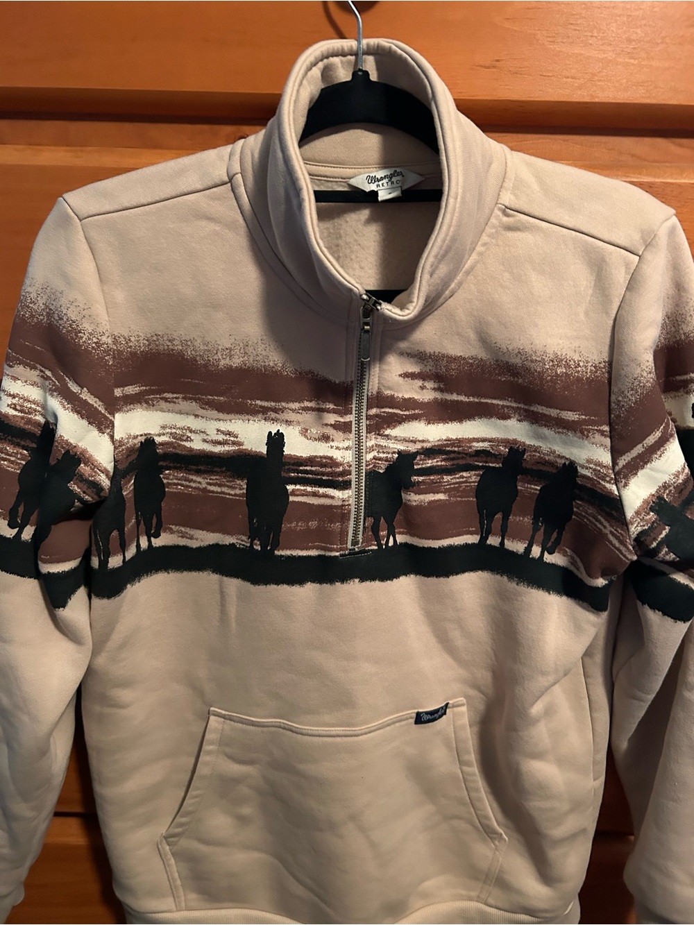 Wrangler Women’s Quarter-Zip Pullover with Black Horse Graphic